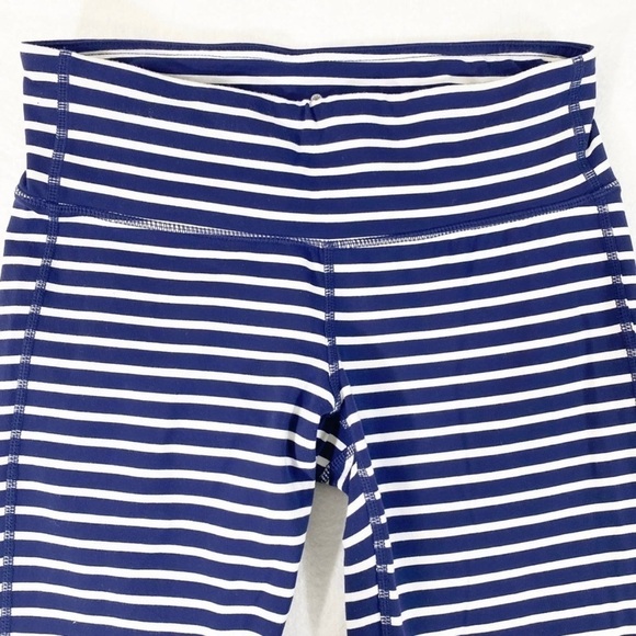 Athleta Navy Blue White Chaturanga Stripe Crop Capri Leggings Size Extra Small - Picture 5 of 17